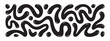 Liquid, organic blobs, y2k style squiggles, groovy doodle wavy stripes inscribed in a rectangle long banner shape. Bold scribbles, lines. Black fluid graphic design element, text background, header.