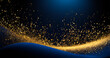 Abstract background including gold and dark blue particles  