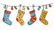 Sketchy colorful Christmas stockings on strings 2d