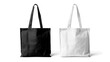 Set of tote bags mockup black and white isolated on white background