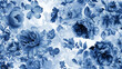 Seamless floral pattern with a variety of flowers in shades of blue, perfect for fabric design, wallpaper, or background use.