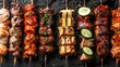 A series of skewers with international ingredients showcasing the global love for grilling