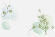 Branches with green petals with a watercolor brush. Spring concept. Vector illustration isolated on white background.