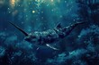 Narwhal on undersea background