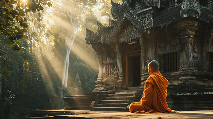 Meditating monk