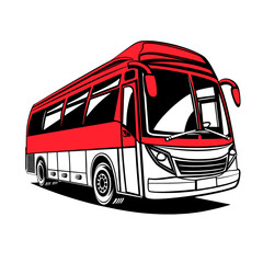 Wall Mural - Red and white bus