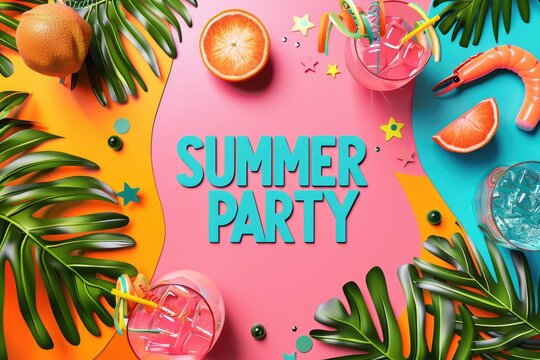 Summer party. Hot summer days.Summer Party banner. Trendy texture. Season vocation, weekend, holiday logo,Summer Time Wallpaper.