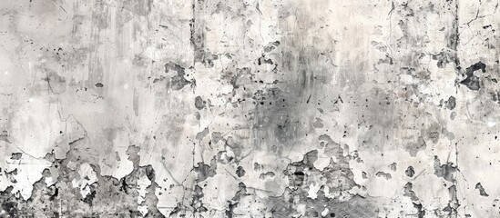 Sticker - Close up shot of a concrete wall with peeling paint, creating a unique pattern resembling a monochrome landscape art piece