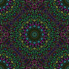 Poster - Pastel oriental bohemian abstract polygonal mandala ornament pattern design - multicolored kaleidoscope vector background illustration