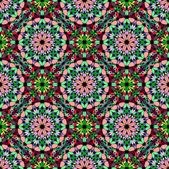 Poster - Seamless bohemian oriental glass mosaic ornament pattern background -  spiritual vector design