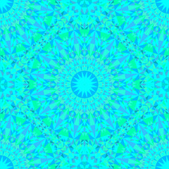 Poster - Seamless polygonal mandala ornament pattern art - mosaic bohemian turquoise geometrical abstract kaleidoscope vector background graphic design