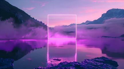 dark room with purple neon light lines in