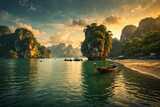 Fototapeta Dmuchawce - the landscape of Thailand, the ocean and many green mountains