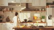 A kitchen where an AI recipe assistant subtly suggests ingredient substitutions, enhancing culinary creativity and efficiency.