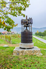 Sticker - Old wine press near Castello di Razzano and Alfiano Natta, Barolo wine region, province of Cuneo, region of Piedmont, Italy