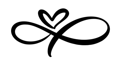 heart sign eternal love. design element for wedding, card, poster or logo. heart love calligraphy sy