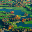 vue aérienne du golf de Nantilly à l'automne
