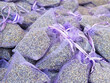 Group of purple transparent bags with dried lavender