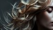 Blonde woman with long flowing hair, hair and beauty graphic, fashion editorial image