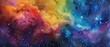 Abstract watercolor galaxy, with stars and nebulae in vivid colors on dark paper