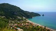 Agios Gordios. Beautiful beach with sea, sun and blue sky. Concept for travel and summer vacation. Greece-island of Corfu.