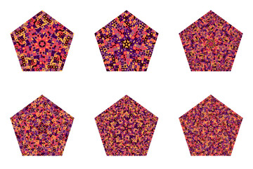 Poster - Abstract tiled mosaic pentagon polygon set - geometrical  ornamental vector design element on  background