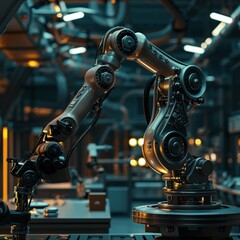 Poster - A 3D robotic arm icon articulating precision and automation