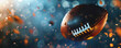 A 3D football icon showing a pigskin in flight with a spiraling motion