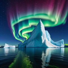 Wall Mural - Aurora australis over an iceberg in Antarctica