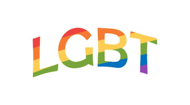 LGBT vector typography banner stock illustration, Pride flag colours text word, icon