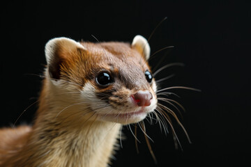 Wall Mural - close-up of a weasel, its slender body and sharp teeth are the focus of the image