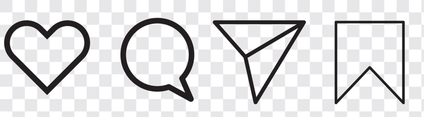 Wall Mural - share, save, like and comment icon set. vector eps 10