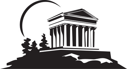 Wall Mural - Ancient Greek Iconography Architectural Splendor in Vector Legacy of Greek Architecture Iconic Logos