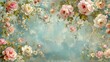 Vintage floral background with roses and daisies