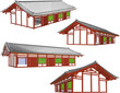 illustration sketch design vector image of traditional vintage ethnic Chinese temple building