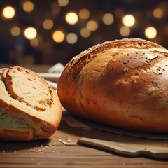 loaf of bread on wooden table