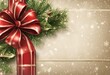 christmas background with red bow and ribbon