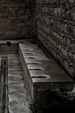 Ephesus, Turkey - March 28 2014: Ancient Toilets And Bathroom In Ephesus City
