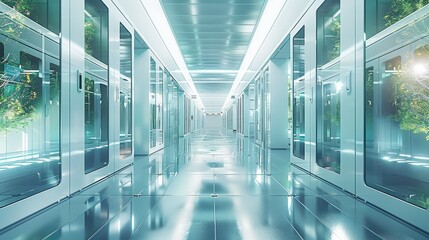 Leinwandbilder - A sustainable practices in the IT industry, emphasizing eco-friendly data centers, energy-efficient technologies, and green computing solutions. Generative AI.