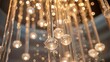 Modern chandelier spot light crystal lighting crystal shape in the form of long high-precision pens. Generative AI.