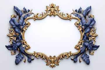 Sticker - Golden ornamental frame in royal or empire style. Retro golden frame with vintage ornament