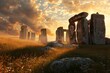 An atmospheric rendering of Stonehenge at summer solstice
