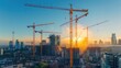 © visoot - A tower cranes with construction site. Generative AI.