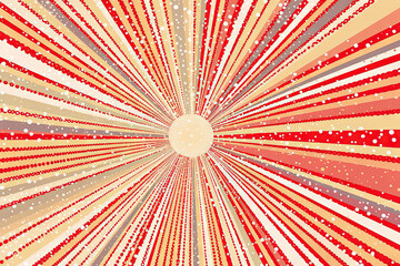 Wall Mural - Sun burst in retro style with grungy dots. Vintage sun rays background.