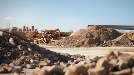 a photo of a construction site with a pile of gravel.