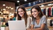 © giovanni - Sisters Sharing a Laugh During Online Shopping