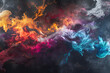 A colorful, swirling galaxy of paint with a blue and red swirl