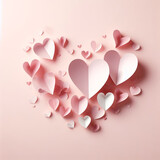 Fototapeta Nowy Jork - Pink paper hearts in paper pop-up style, symbol of love