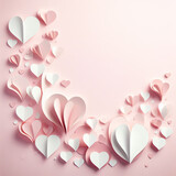 Fototapeta Nowy Jork - Pink paper hearts in paper pop-up style, symbol of love
