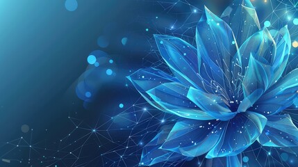 Poster - blue abstract flower